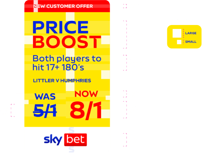 An Action Box for a price boost offer, with measurement guides marking the spacing between each portion.